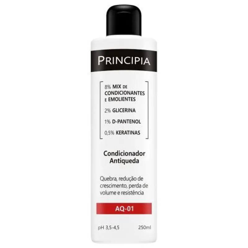 Condicionador Antiqueda 2% Glicerina + 1% D - Pantenol + 0,5% Keratinas Principia Skincare Aq - 01 Com 250ml