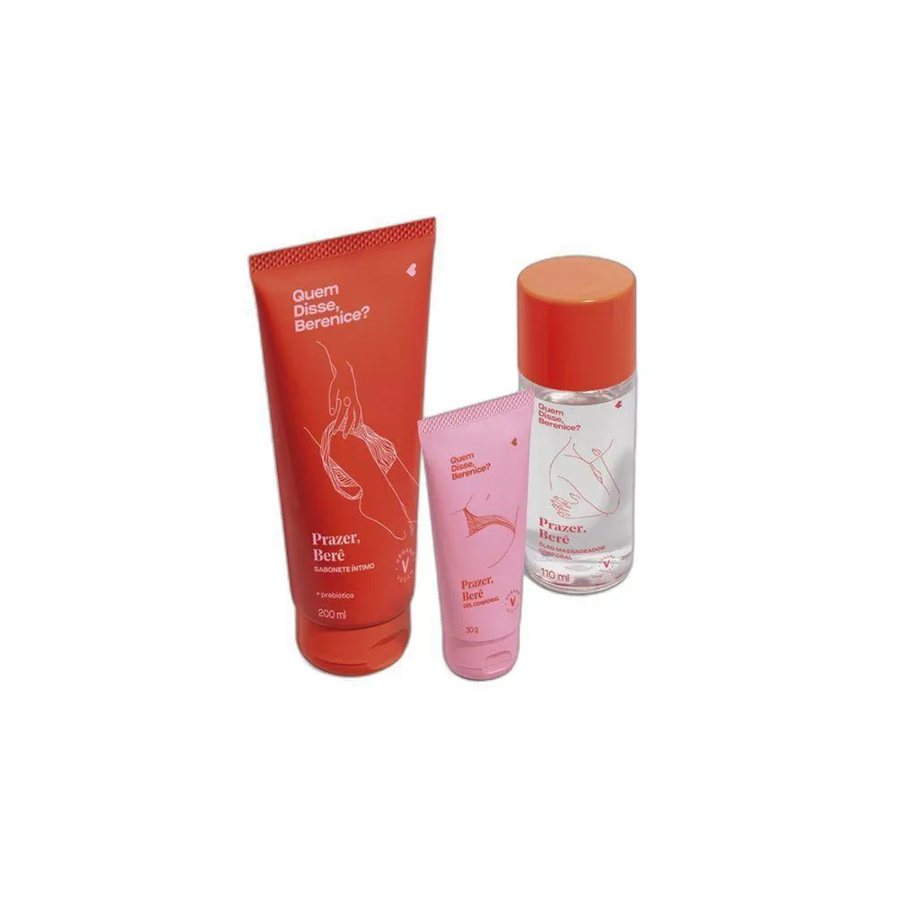 KIT PRAZER, BERê: SABONETE LíQUIDO ÍNTIMO 200ML + GEL CORPORAL 30G + ÓLEO MASSAGEADOR CORPORAL 110ML