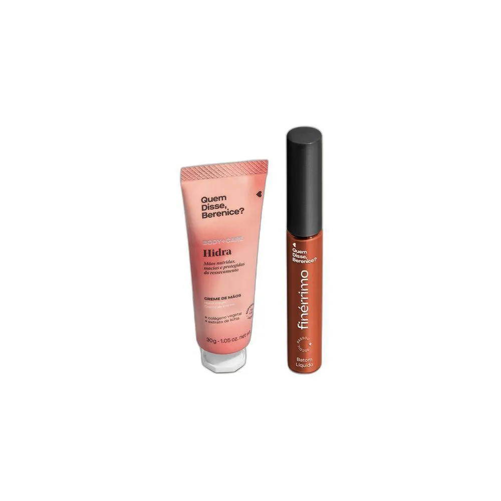 COMBO HIDRA CREME PARA MãOS 30G + BATOM LíQUIDO TERRACOTA FINéRRIMO 5ML