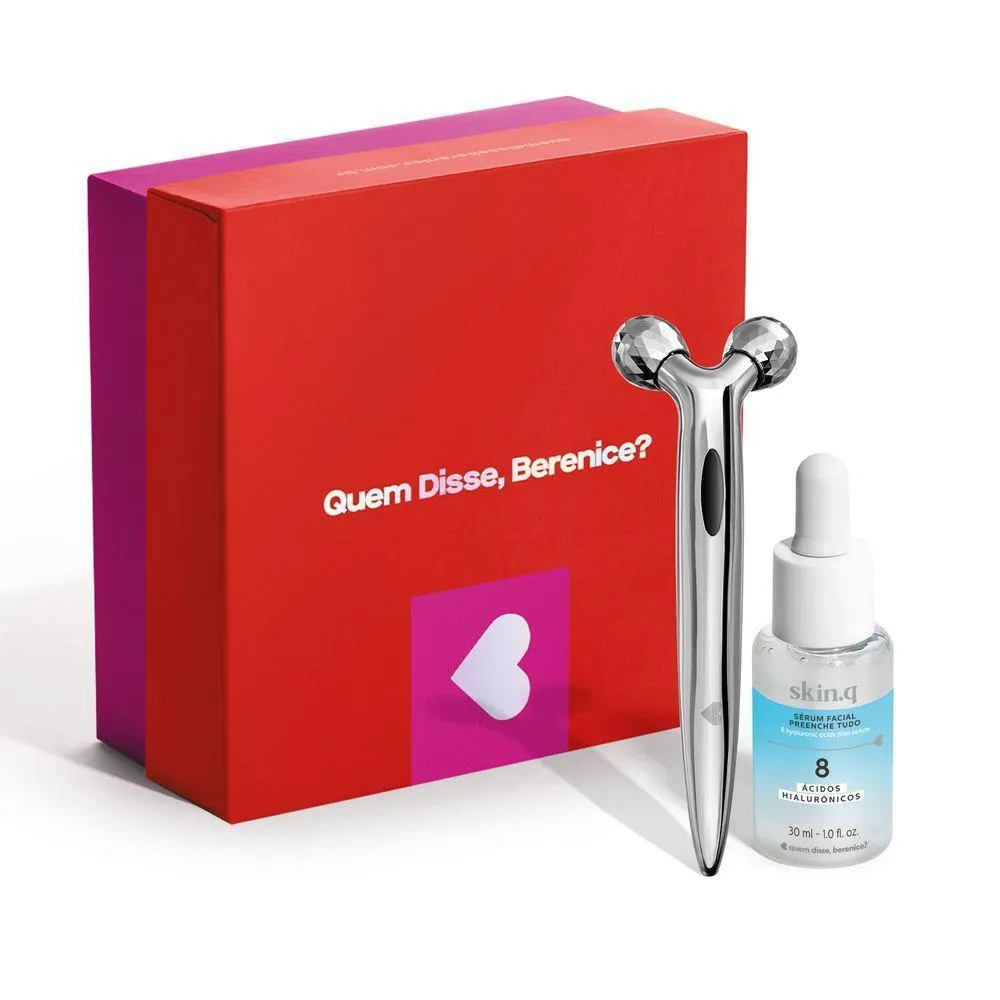 COMBO SéRUM FACIAL PREENCHE TUDO SKIN.Q 30ML + MASSAGEADOR FACIAL 3D + CAIXA DE PRESENTE P
