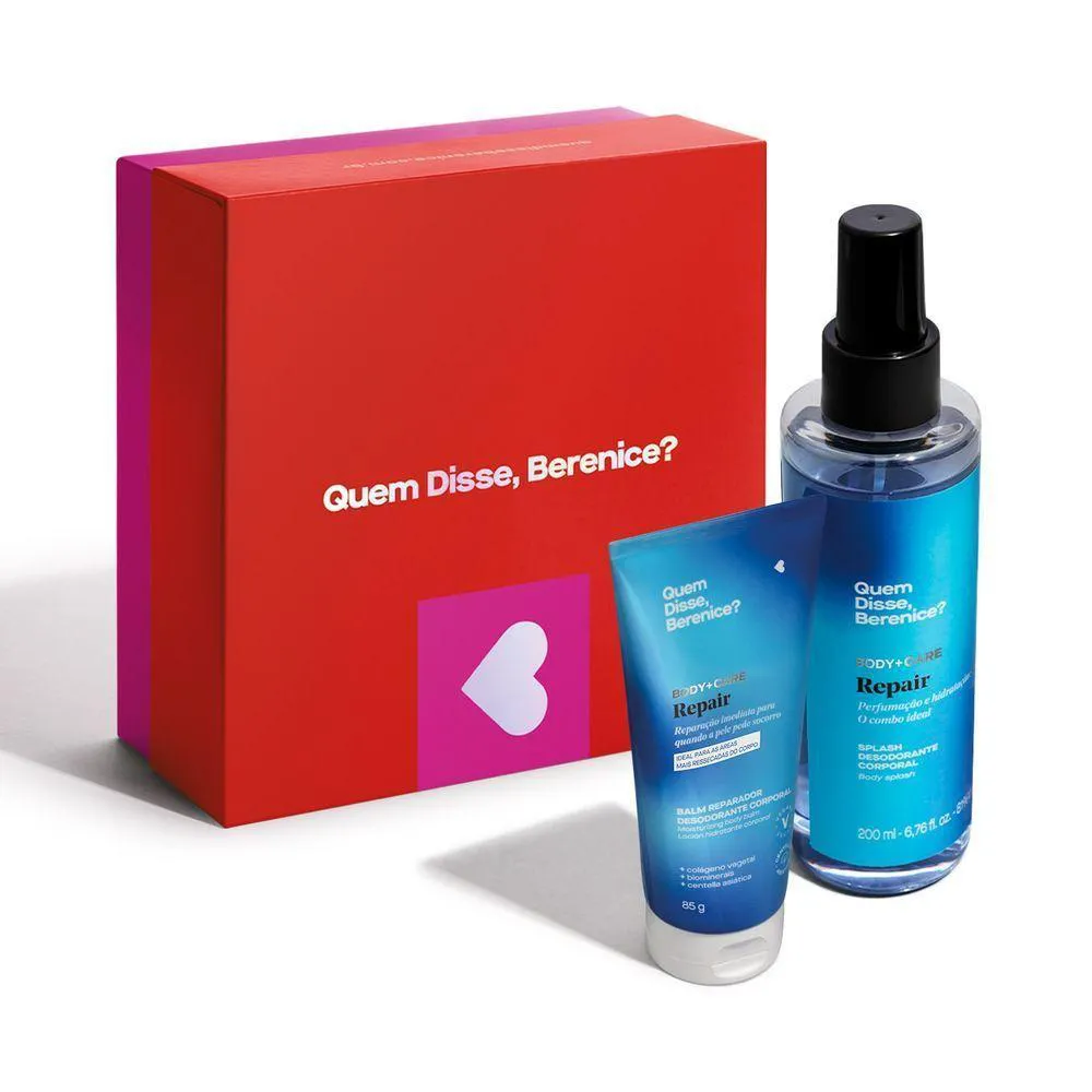 Kit Quem Disse, Berenice Repair Feminino Desodorante Corporal Spray 200ml + Desodorante e Hidratante Corporal Balm Reparador 85g