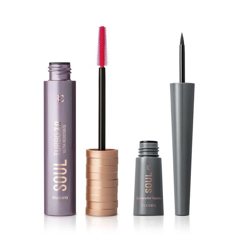 COMBO SOUL: DELINEADOR LíQUIDO PRETO + MáSCARA PARA CíLIOS TURBO 7.0