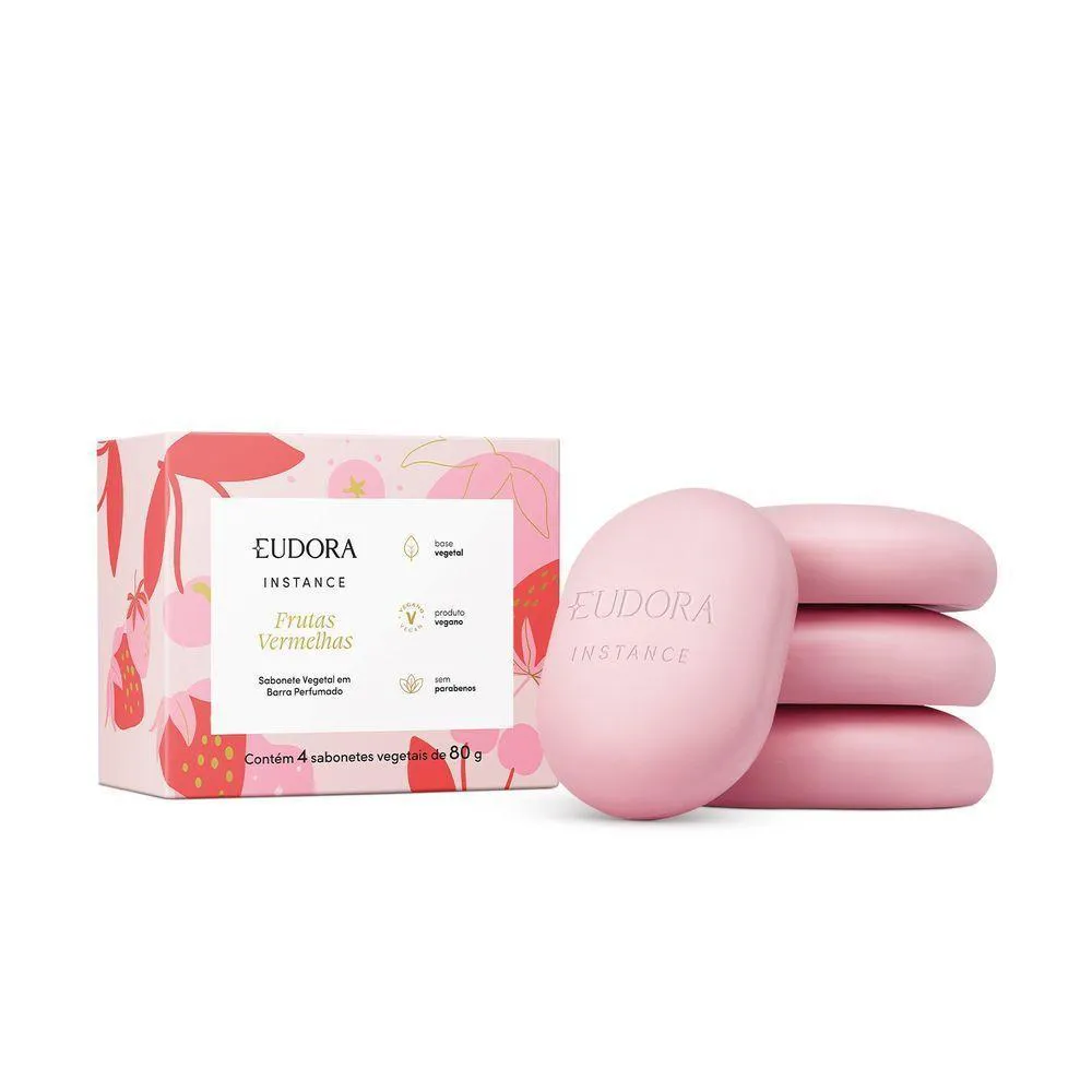 EUDORA INSTANCE SABONETE VEGETAL FRUTAS VERMELHAS 4X80G
