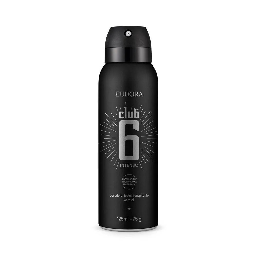 Desodorante Antitranspirante Aerosol Eudora Club 6 Intenso Masculino 48h 125ml