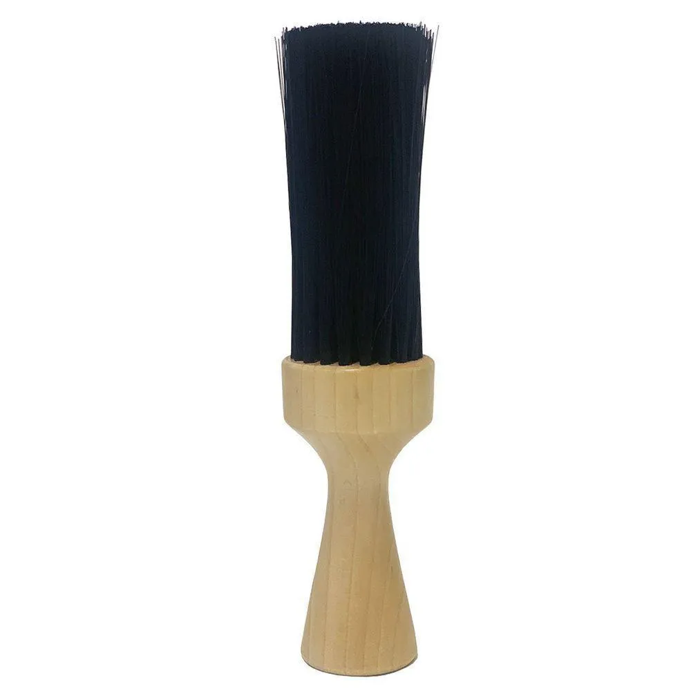 ESPANADOR PINCEL REDONDO MADEIRA CABELEIREIRO BARBEIRO PROFISSIONAL PRETO