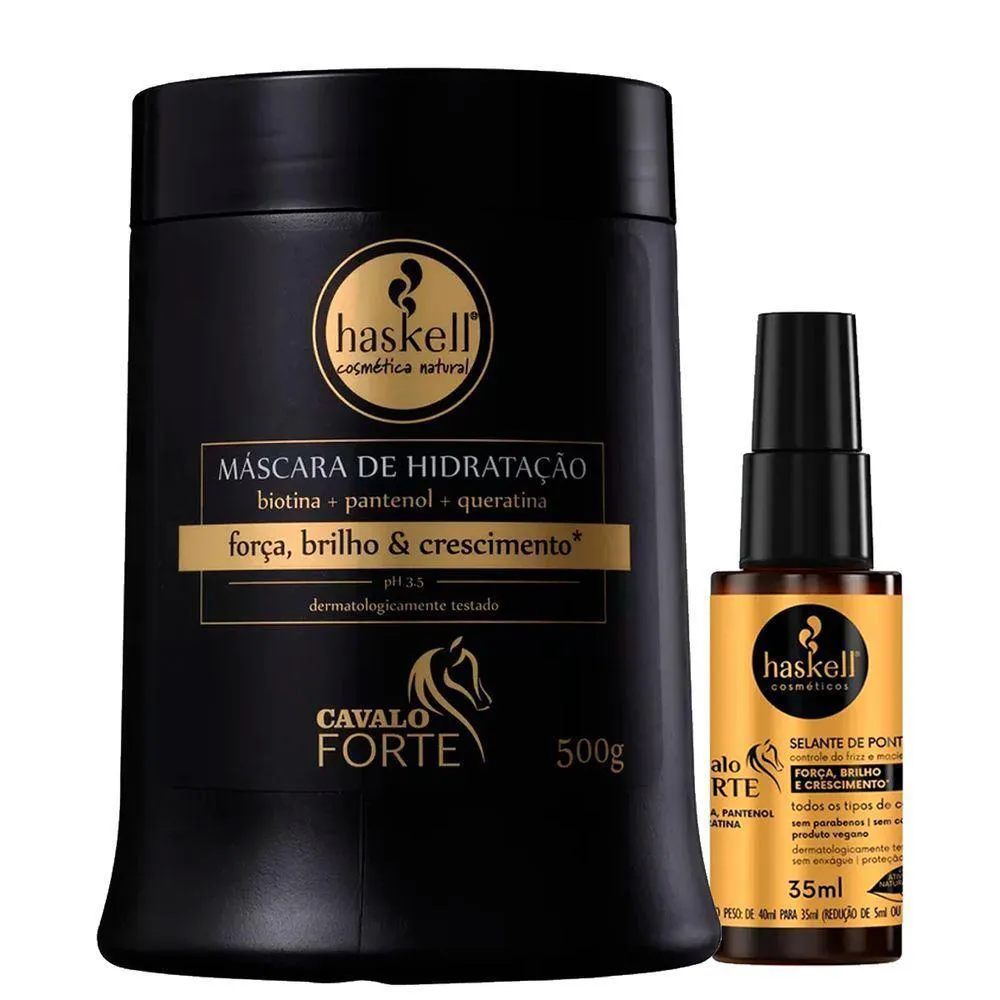 KIT CAPILAR MASCARA E SELADOR DE PONTAS HASKEL CAVALO FORTE 500ML