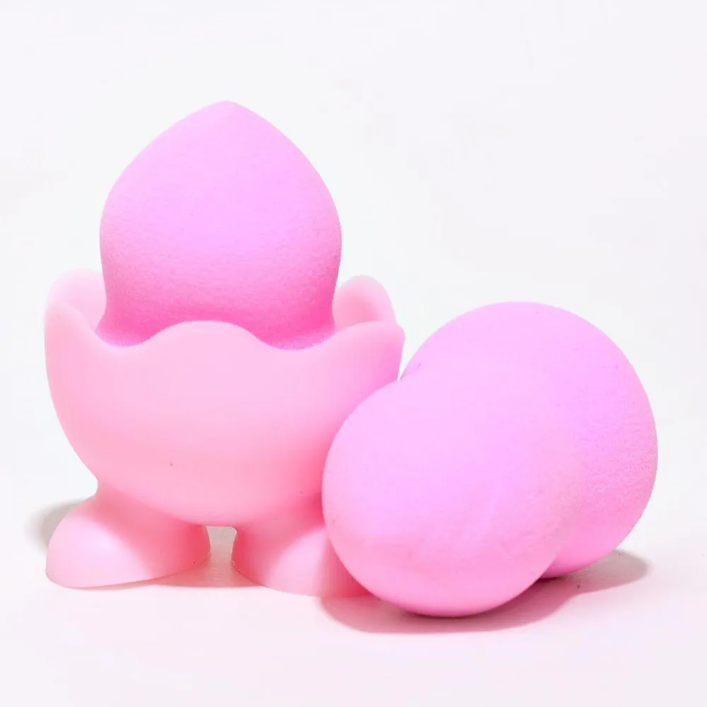 ESPONJA DE MAQUIAGEM COM SUPORTE ROSA CLARO