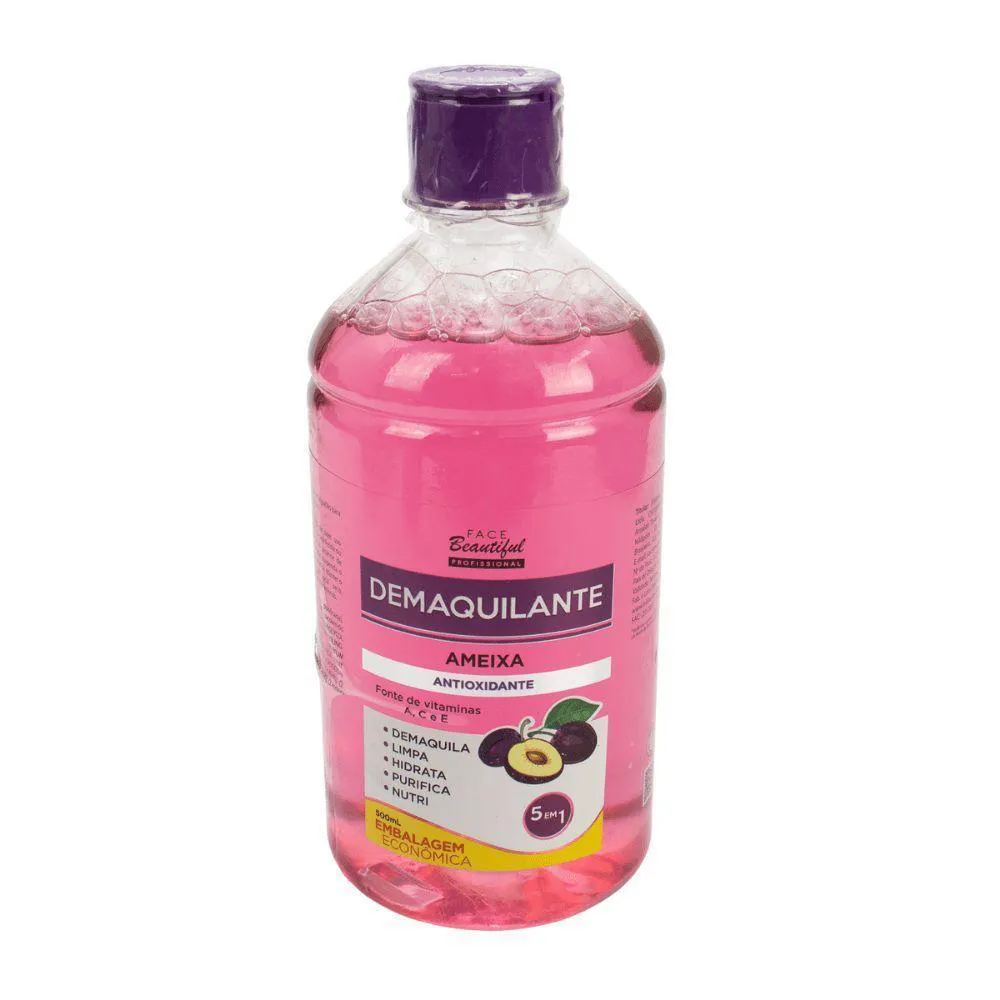 DEMAQUILANTE LíQUIDO AMEIXA 500 ML FACE BEAUTIFUL úNICO