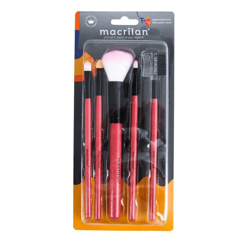 KIT DE 5 PINCéIS MACRILAN KP5-9 ROSA