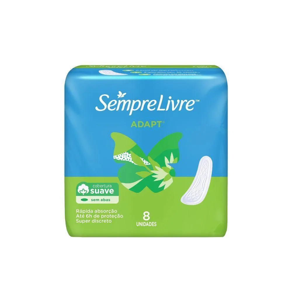 ABSORVENTE SEMPRE LIVRE ADAPT COBERTURA SUAVE SEM ABAS COM 8 UNIDADES