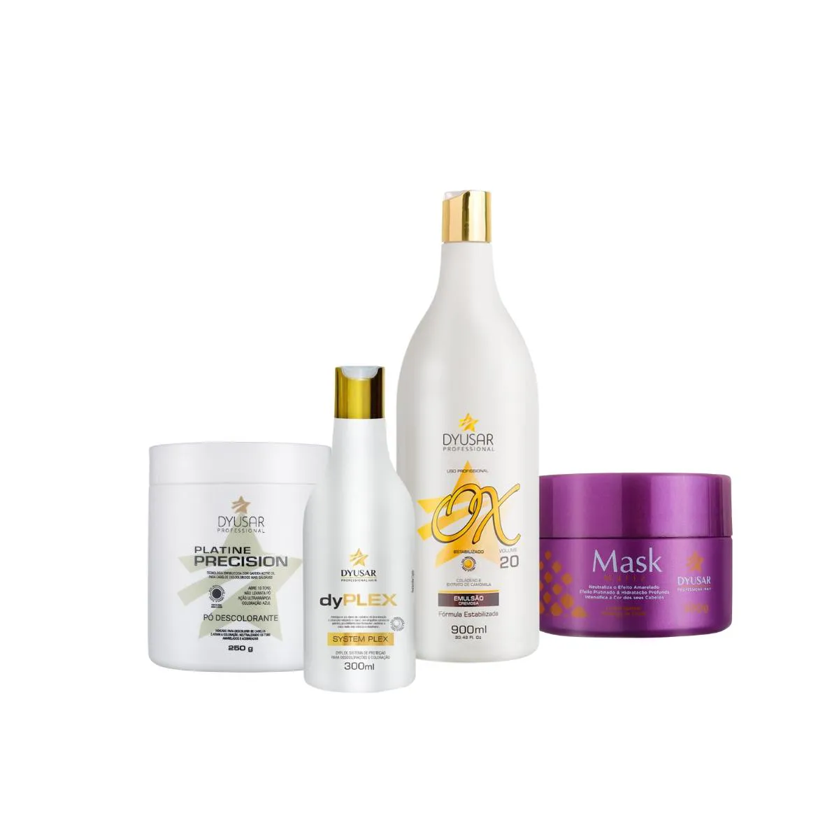 KIT Pó DESCOLORANTE 250G OX 20 + DYPLEX + MáSCARA MATIZADORA
