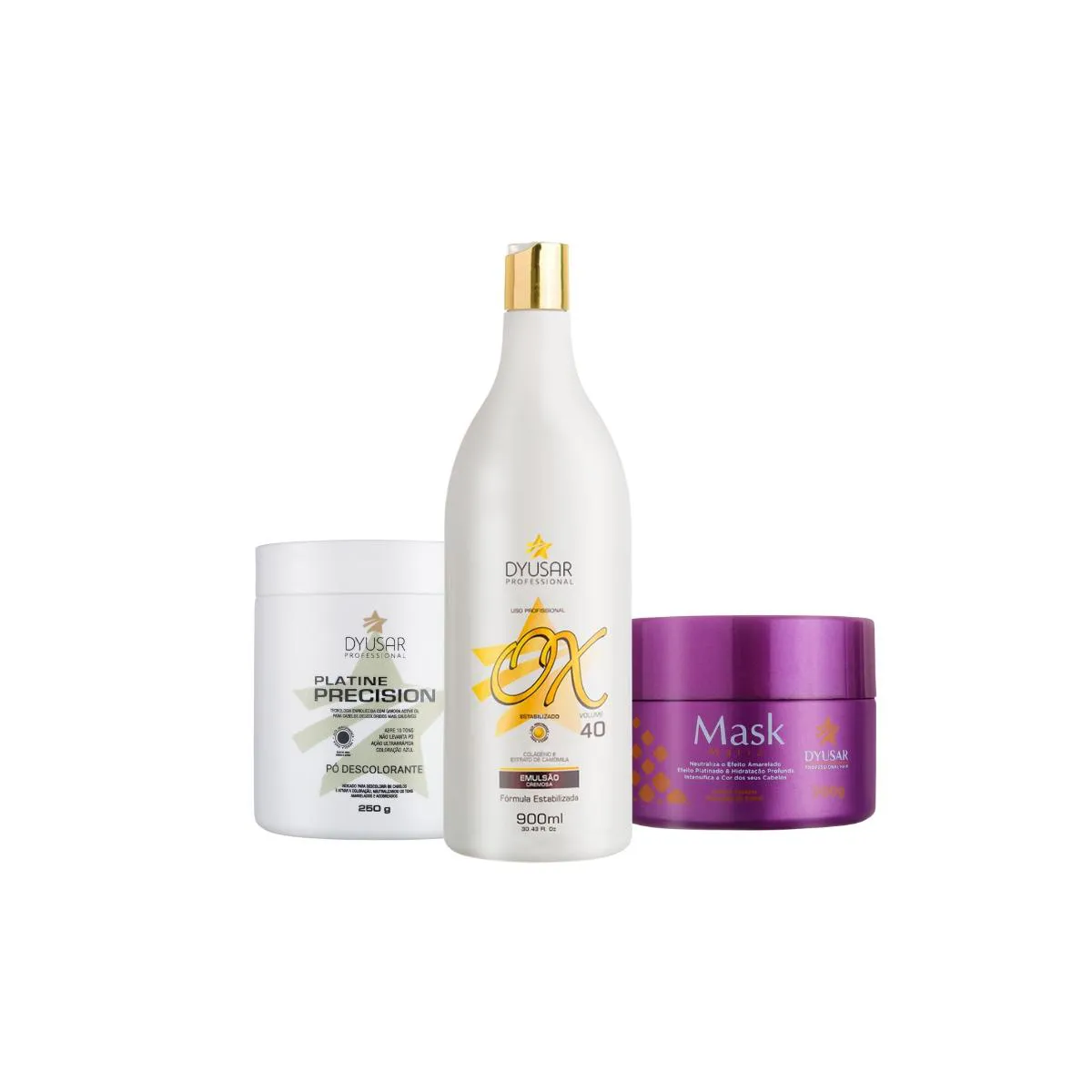 KIT Pó DESCOLORANTE 250G + OX 40 VOL + MASCARA MATIZADORA