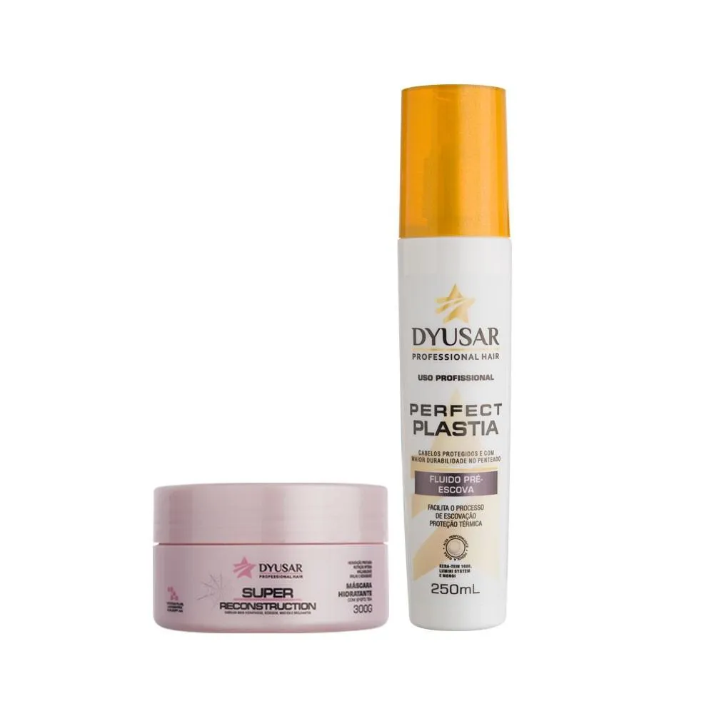 KIT MáSCARA SUPER RECONSTRUçãO 300G  + FLUíDO PRé ESCOVA DYUSAR