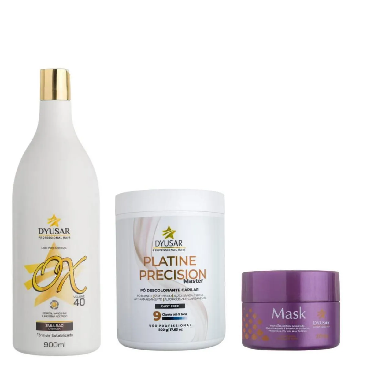 KIT Pó DESCOLORANTE PLATINE P.MASTER + OX40 +MATIZADORA 300G