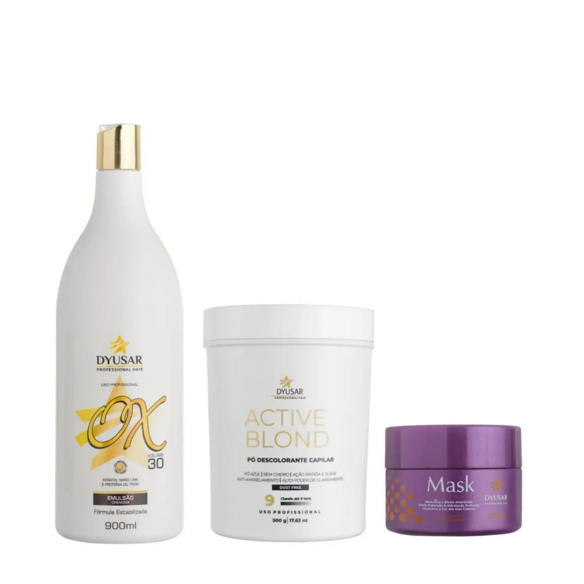 KIT Pó DESCOLORANTE ACTIVE BLOND + OX 30 + MATIZADORA 300G