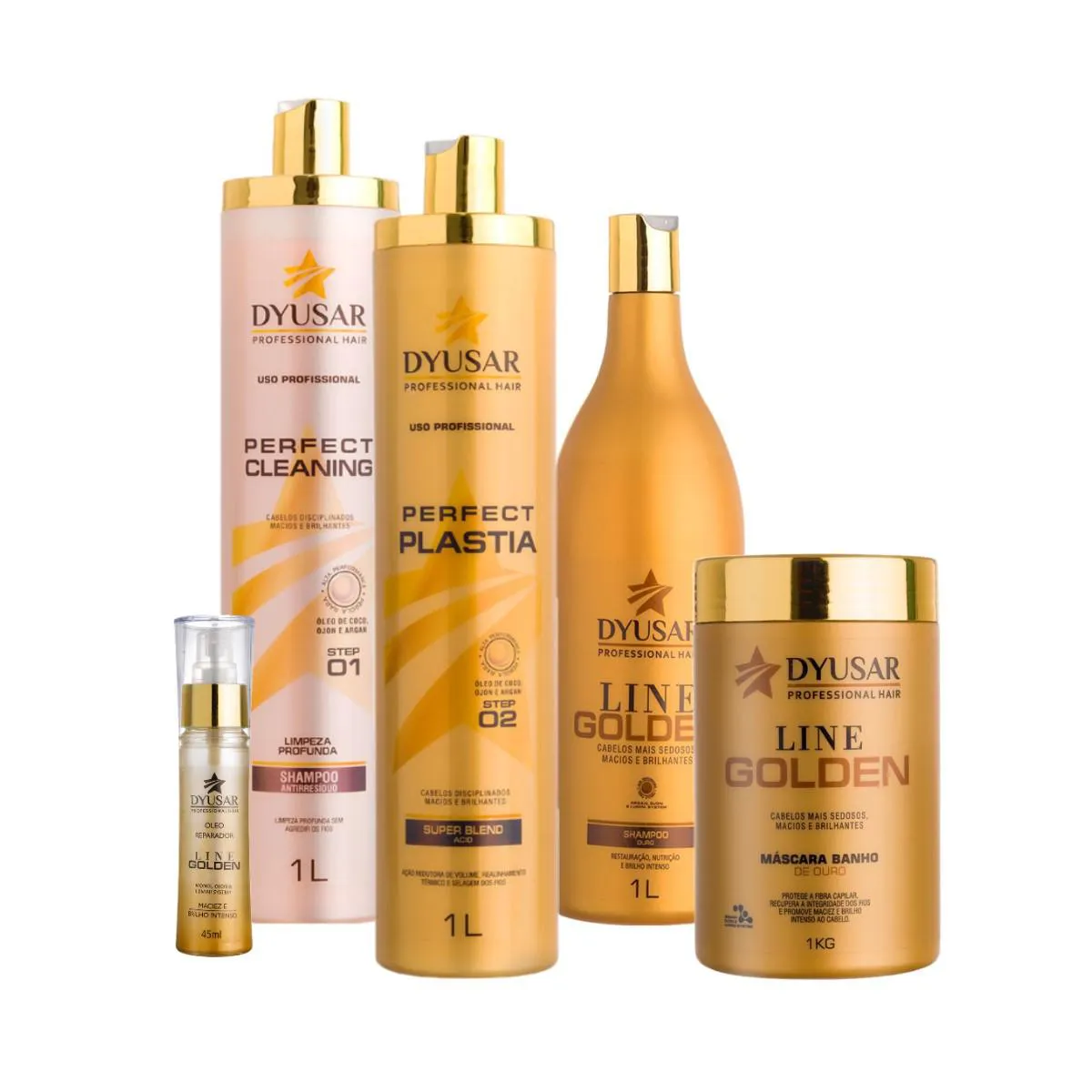 KIT PROGRESSIVA PLASTIA COM HIDRATAçãO LINE GOLDEN DYUSAR