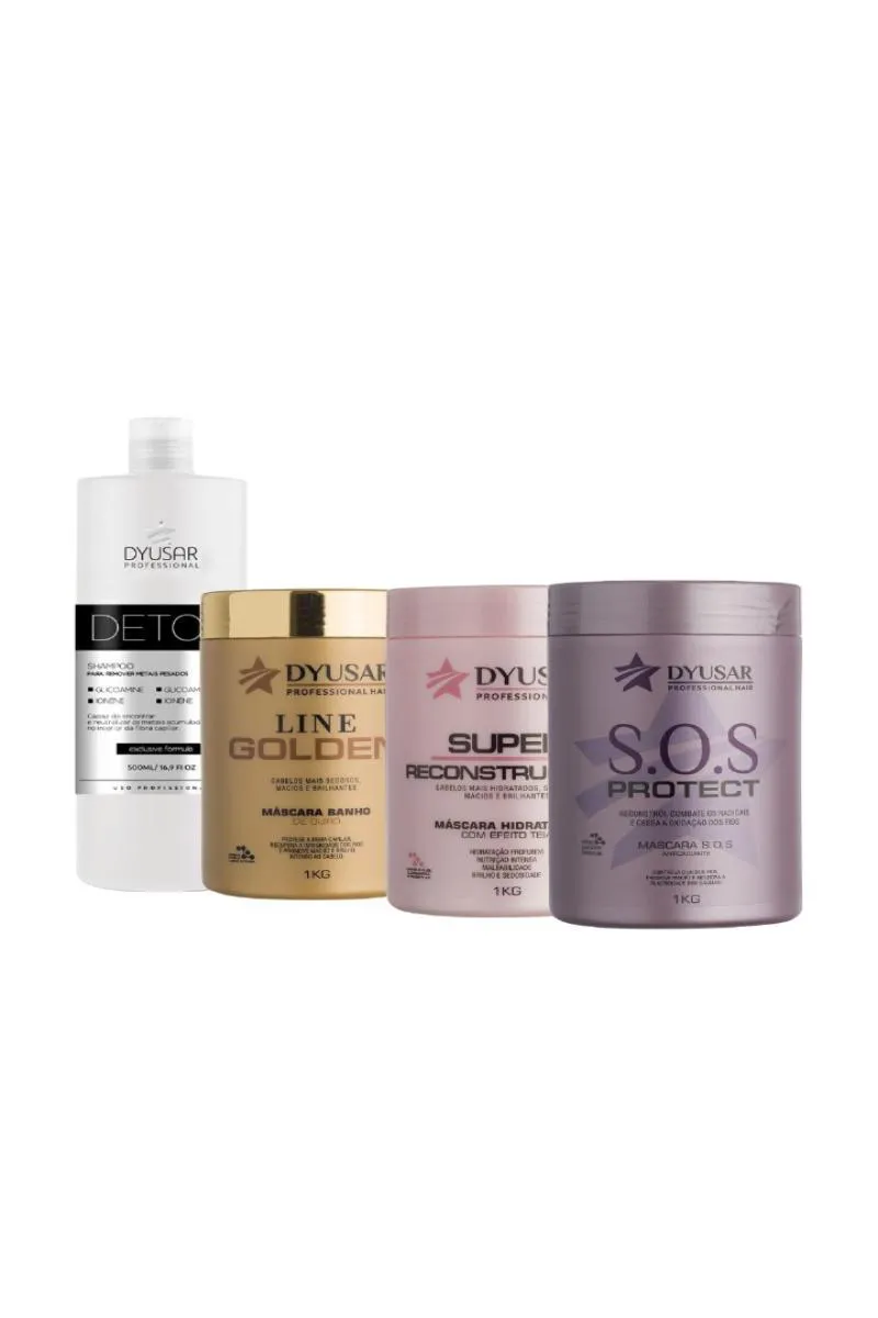 MáSCARA DE RECONSTRUçãO SUPER + SOS + OURO+ DETOX FREE 500ML