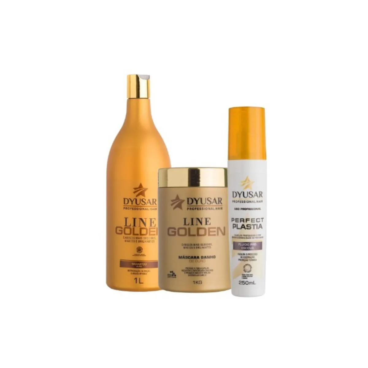 KIT SHAMPOO HIDRATANTE OURO COM MáSCARA E PROTETOR TéRMICO