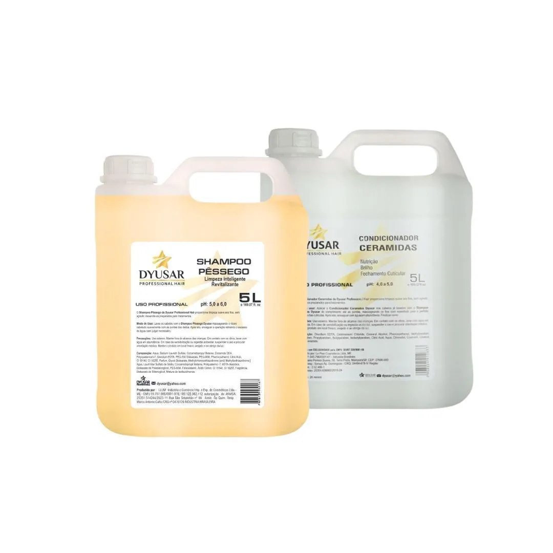 KIT PARA LAVATóRIO COM SHAMPOO DE PêSSEGO E CONDICIONADOR 5L