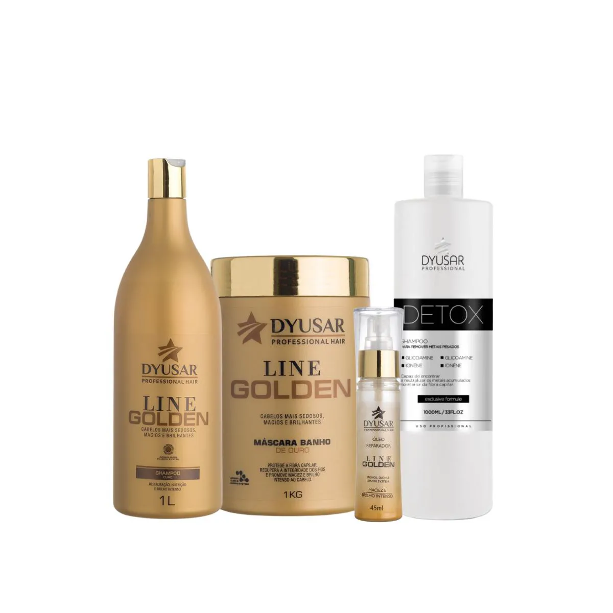 KIT DE HIDRATAçãO OURO E DETOX DE CHá VERDE E ALECRIM DE 1 L