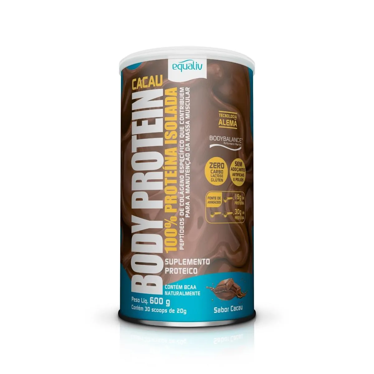 BODY PROTEIN PROTEíNA ISOLADA COLáGENO HIDROLISADO  EQUALIV Cacau 600g