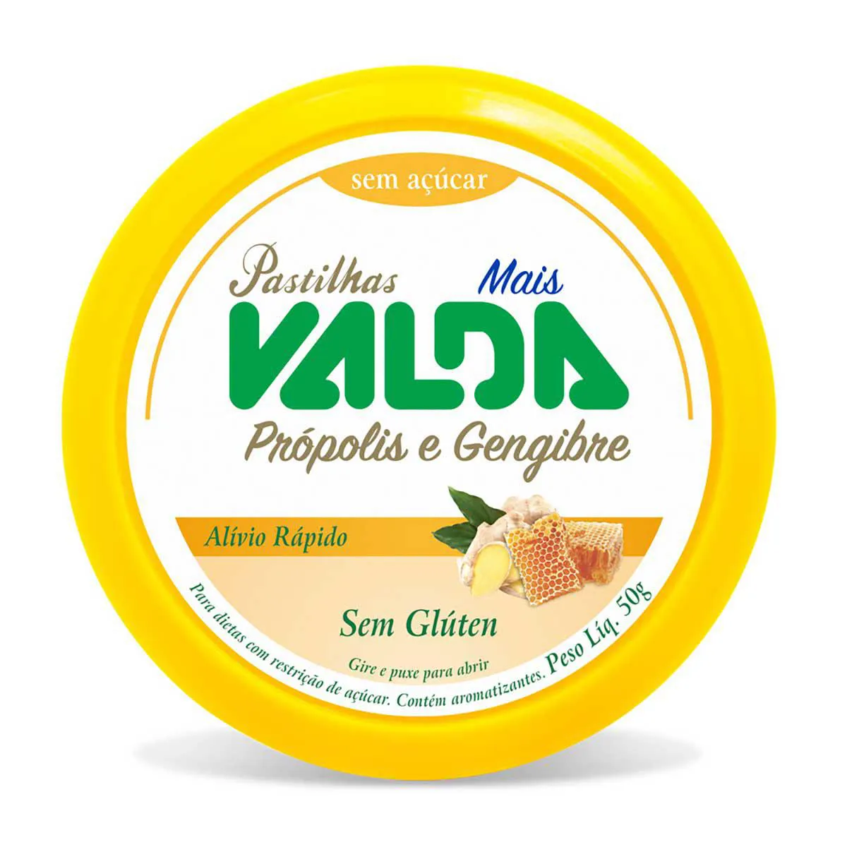 Pastilha Valda Mais Sabor Própolis e Gengibre Lata 50g