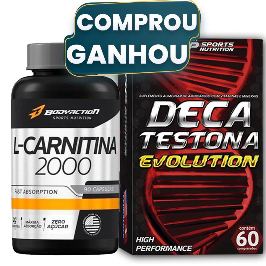 L-CARNITINA 2000MG COM 90 CAPSULAS + DECA TESTONA EVOLUTION