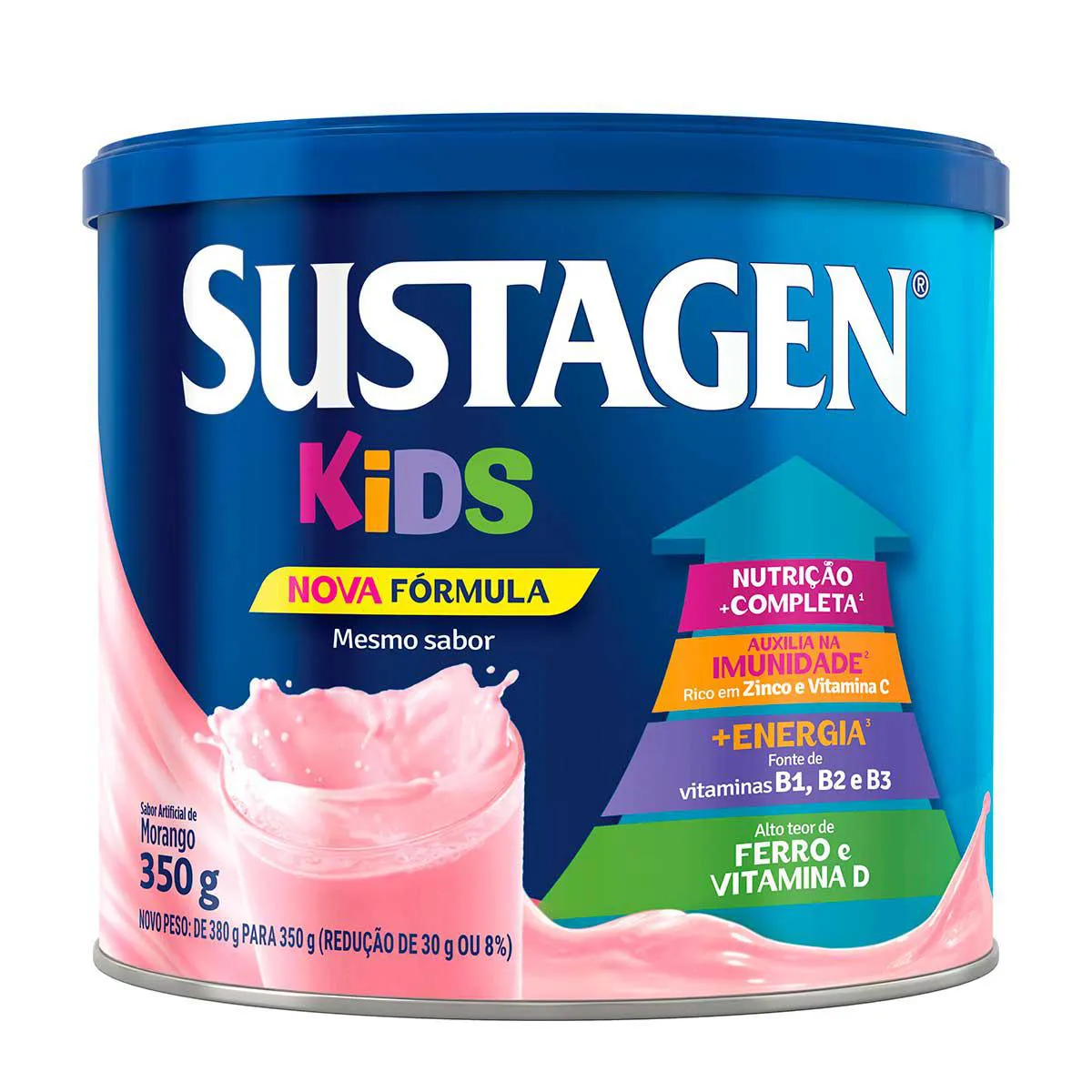 Suplemento Infantil Sustagen Kids a partir de 3 anos Morango 380g