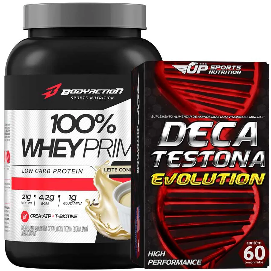 100% WHEY CONCENTRADO 900G BODY + DECA TESTONA EVOLUTION Leite Condensado