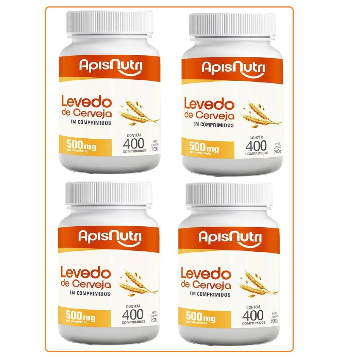 KIT 4 LEVEDO DE CERVEJA 400 COMPRIMIDOS - APISNUTRI