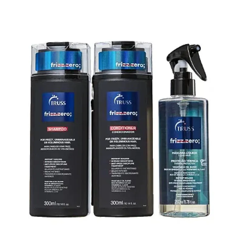 KIT TRUSS FRIZZ ZERO SHAMPOO + CONDICIONADOR + FRIZZ ZERO 260ML (3 PRODUTOS)