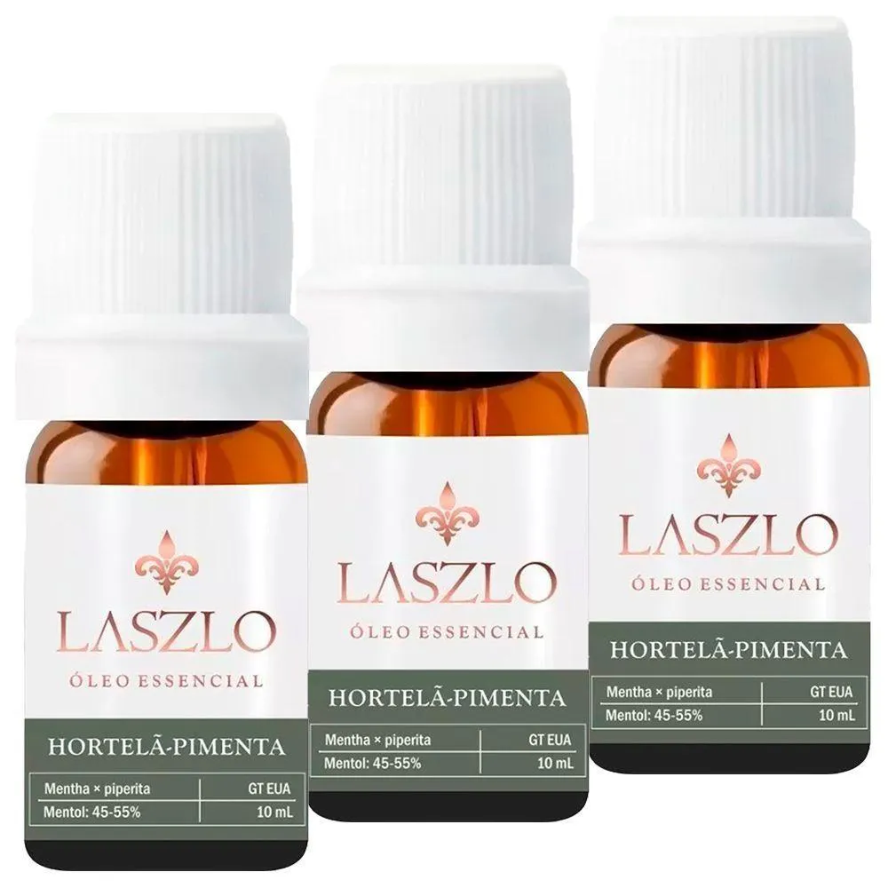 KIT 3X ÓLEO ESSENCIAL HORTELã-PIMENTA 10ML LASZLO