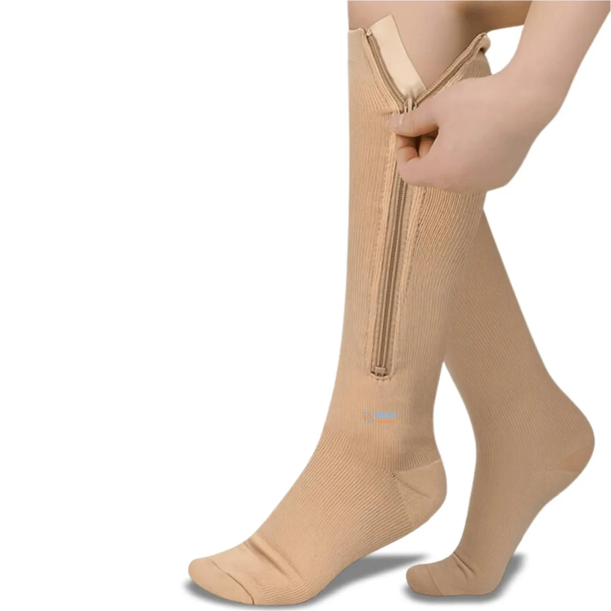 PAR DE MEIA ¾ COMPRESSãO 20-30 MMHG COM ZIPER ORIGINAL 1par 41a46 Bege