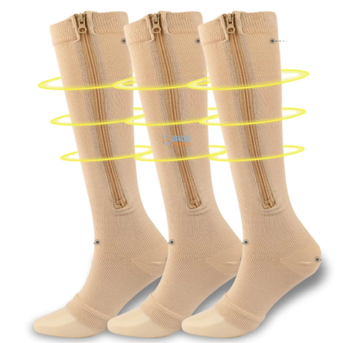 3 PARES DE MEIA 3/4 MéDIA COMPRESSãO 20-30MMHG COM ZIPER ORIGINAL 1par 41a46