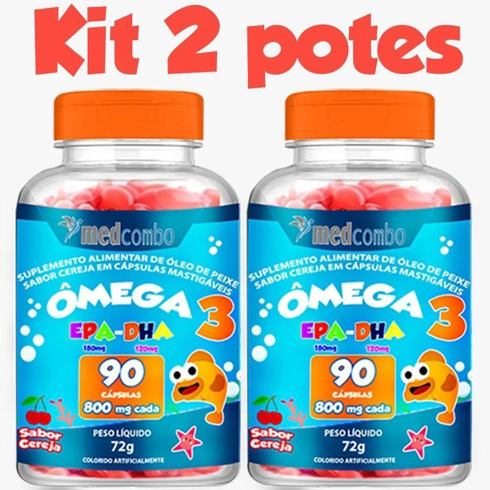OMEGA 3 800MG 90 CAPSULAS SABOR CEREJA KIT 2 POTES