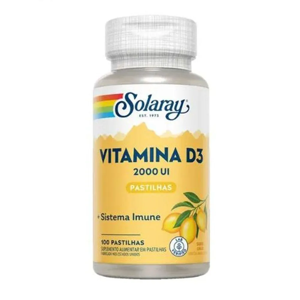 VITAMINA D3 2000UI SOLARAY COM 100 PASTILHAS