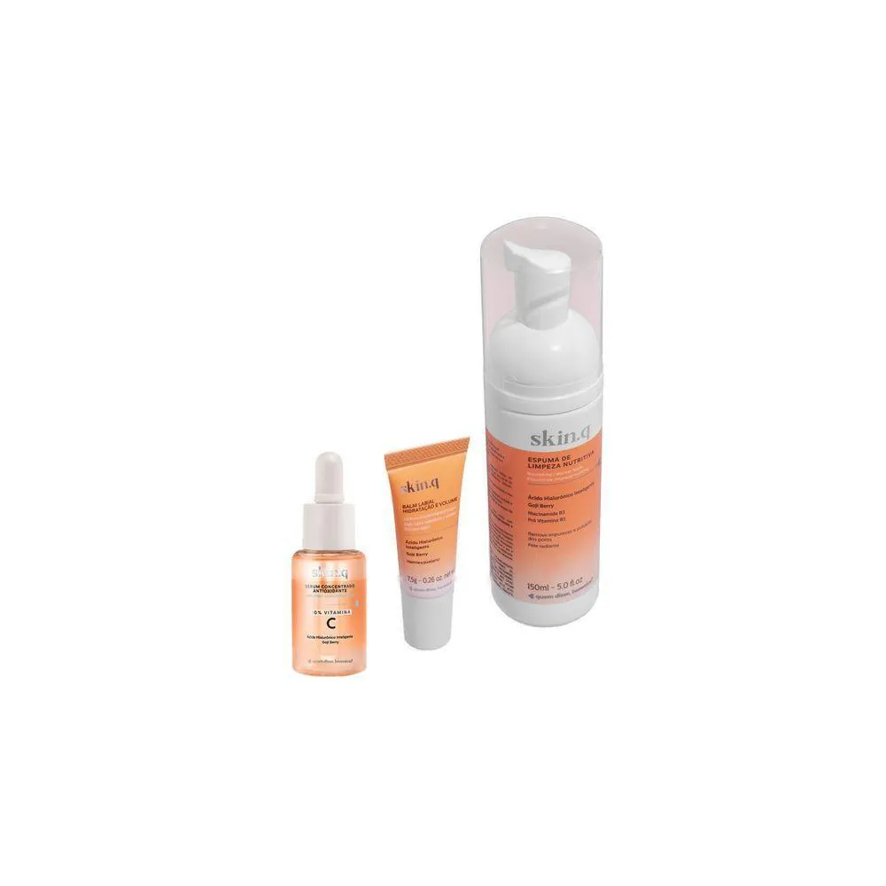 COMBO SKIN.Q: ESPUMA DE LIMPEZA NUTRITIVA + SéRUM VITAMINA C + PREENCHEDOR LABIAL