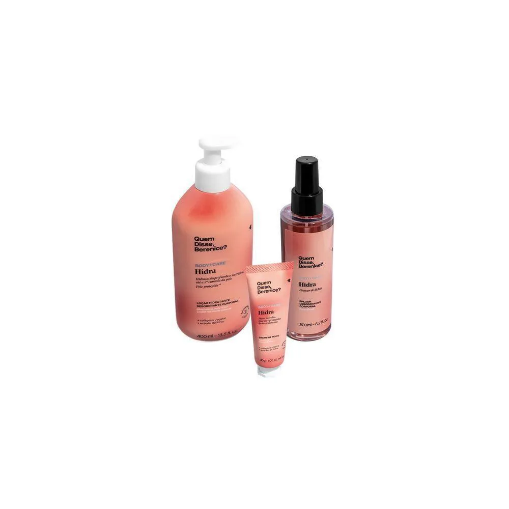 COMBO HIDRA: LOçãO CORPORAL 400ML + BODY SPLASH 200ML + CREME PARA MãOS 30G