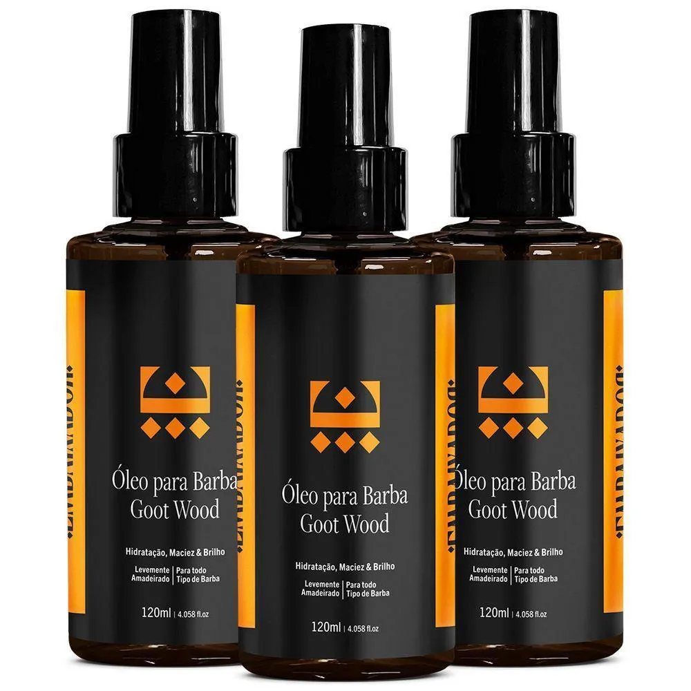 KIT 3 ÓLEO HIDRATANTE PARA BARBA GOOT WOOD EMBAIXADOR 120ML