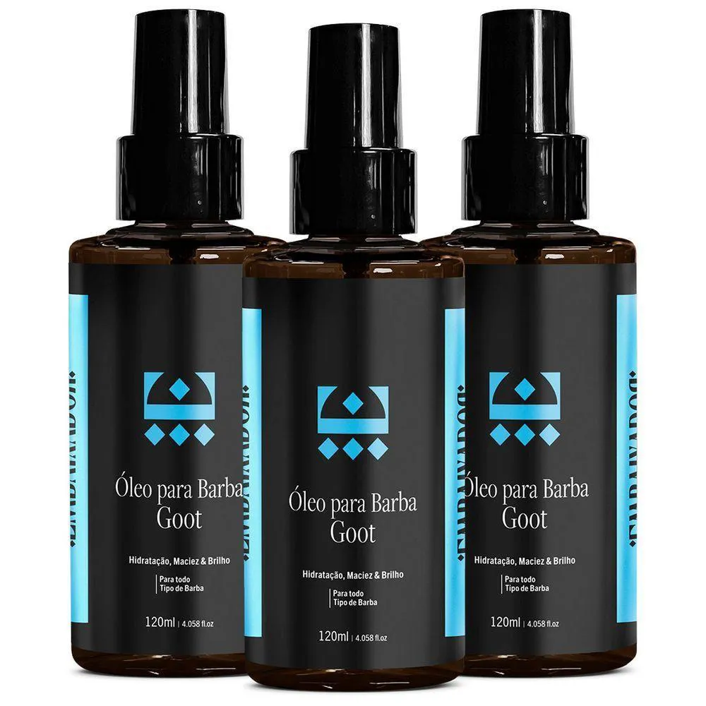 KIT 3 ÓLEO HIDRATANTE PARA BARBA GOOT EMBAIXADOR 120ML