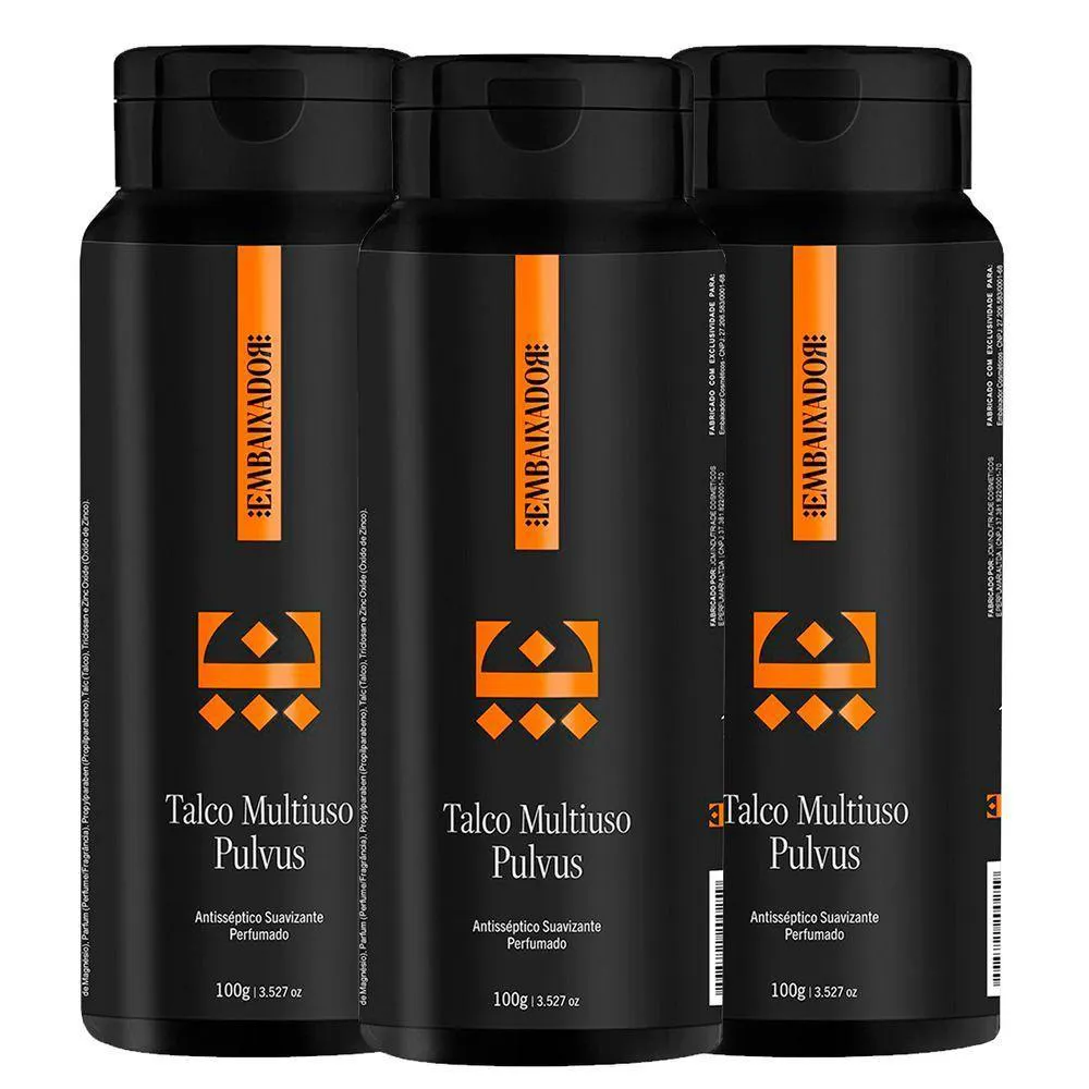 KIT 03 TALCO MULTIUSO PULVUS EMBAIXADOR 100G