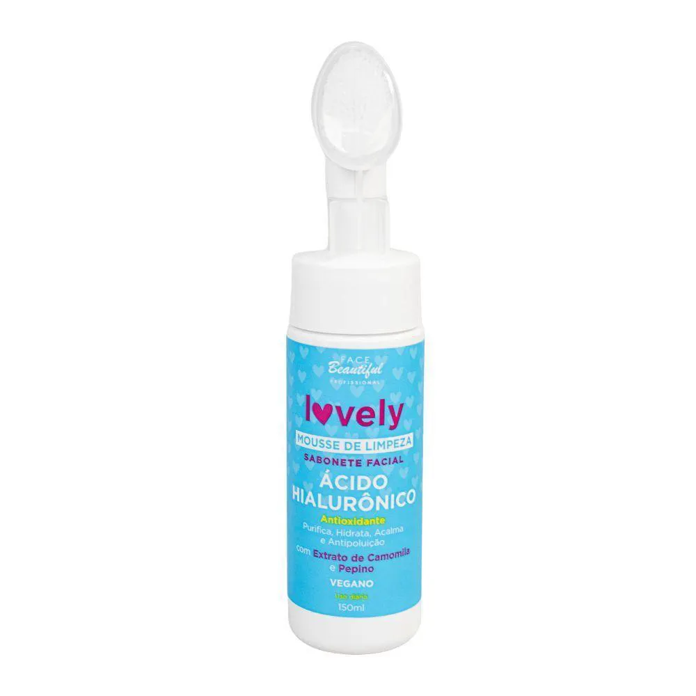 SABONETE FACIAL VEGANO MOUSSE DE LIMPEZA LOVELY FACE BEAUTIFUL áCIDO HIALURôNICO