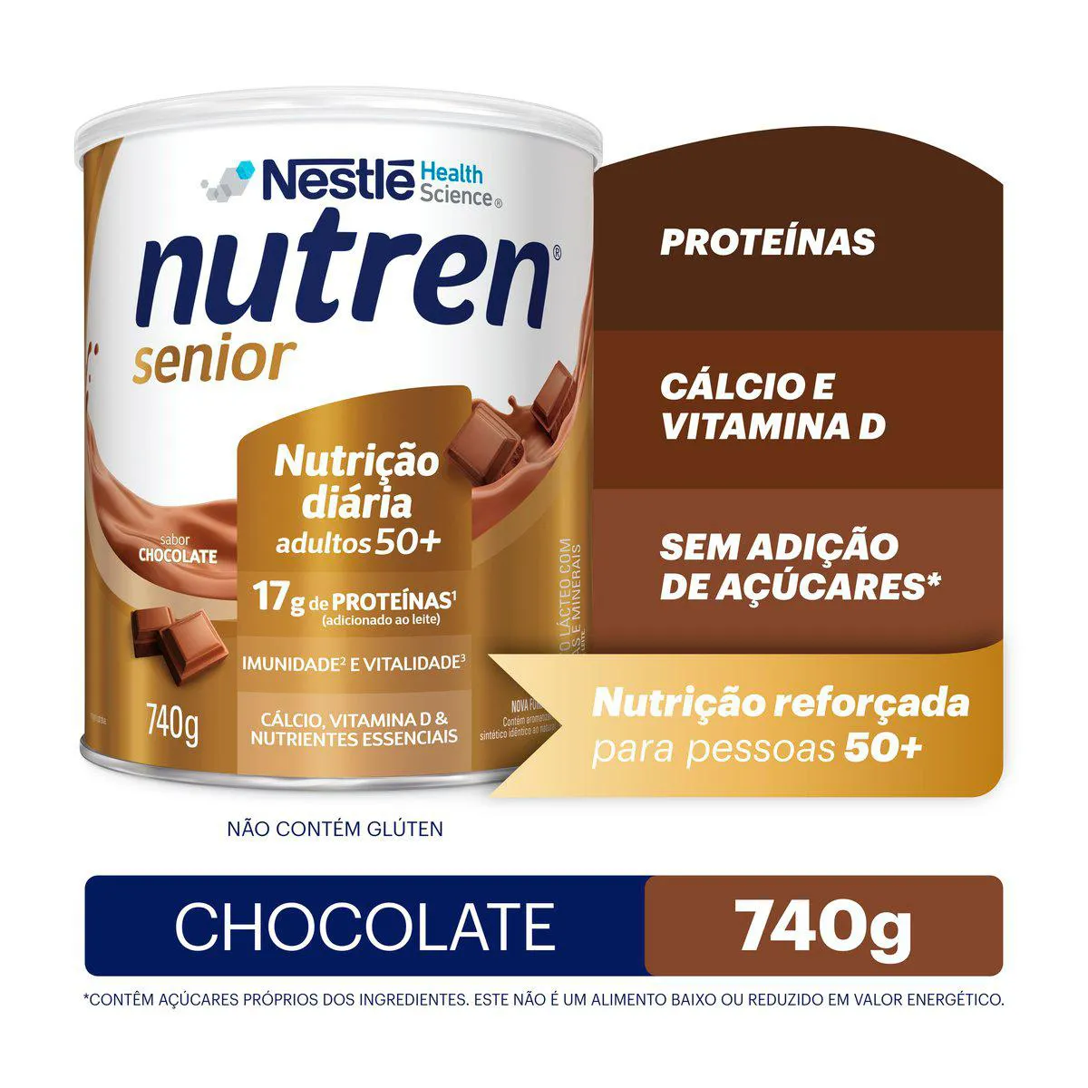 Suplemento Alimentar Nutren Senior 50+ Chocolate 740g