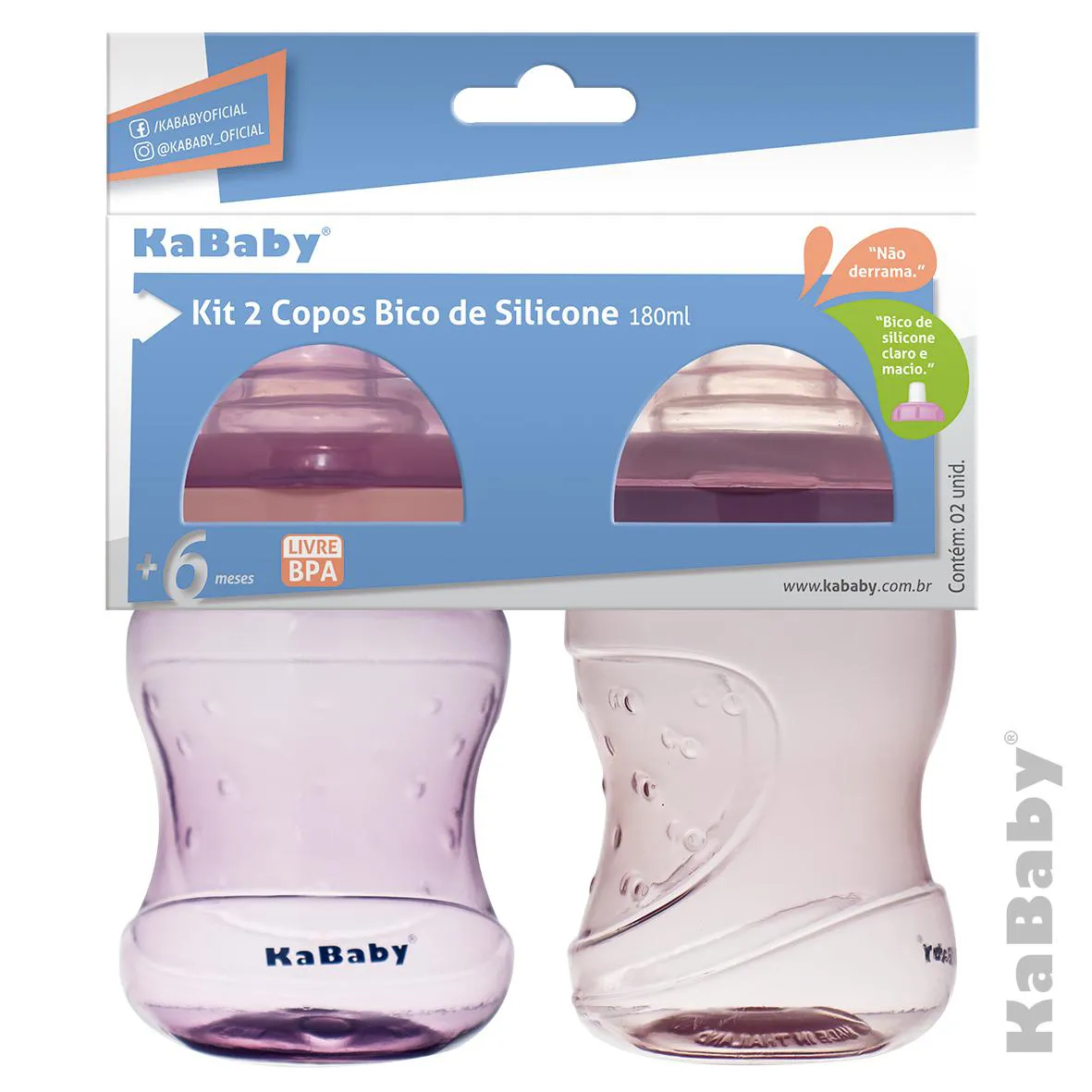 KIT 2 COPOS 180ML BICO DE SILICONE ROSA
