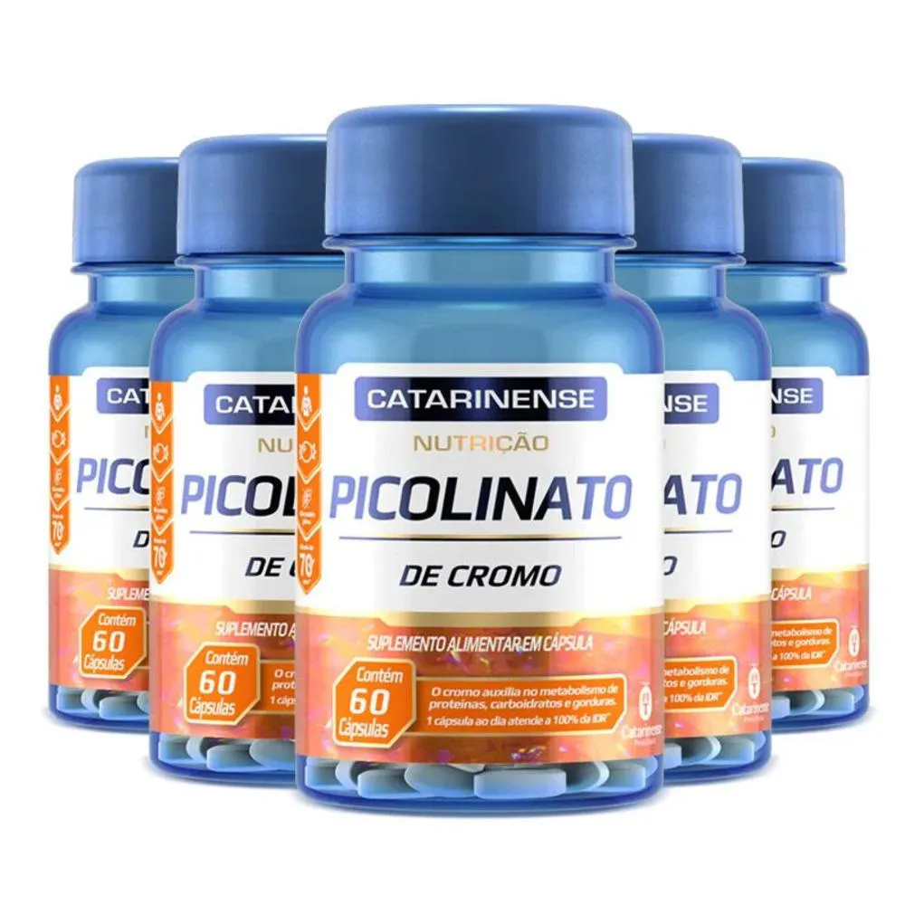 KIT 5 PICOLINATO DE CROMO CATARINENSE PHARMA 60 CáPSULAS