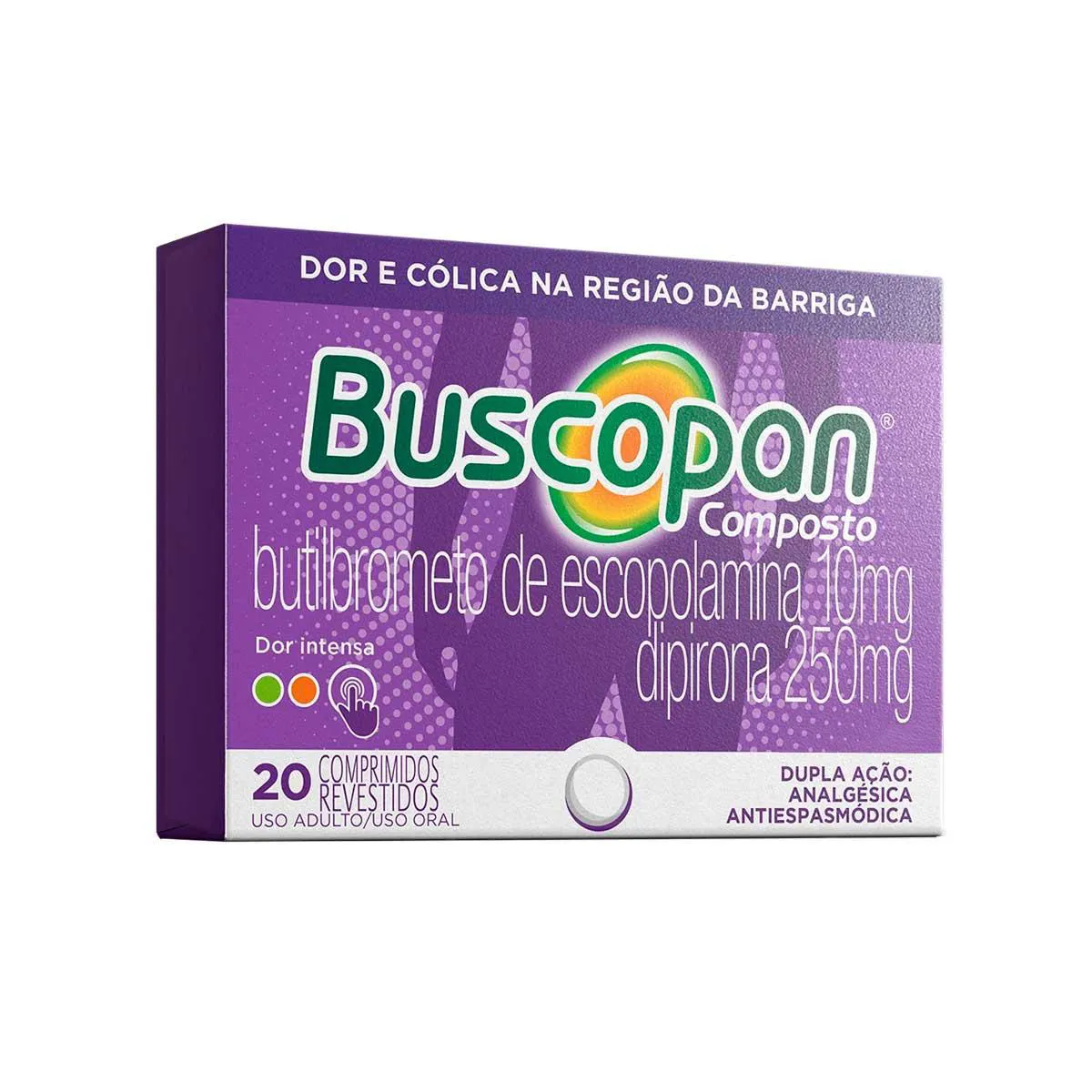 Buscopan Composto Butilbrometo de  Escopolamina 10mg + Dipirona Sódica 250mg 20 comprimidos