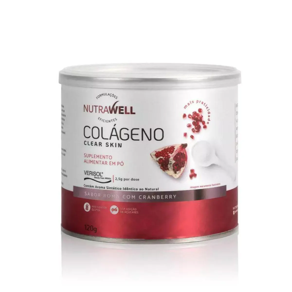 COLAGENO VERISOL CLEAR SKIN NUTRAWELL ROMã CRANBERRY 120G Romã COM Cranberry