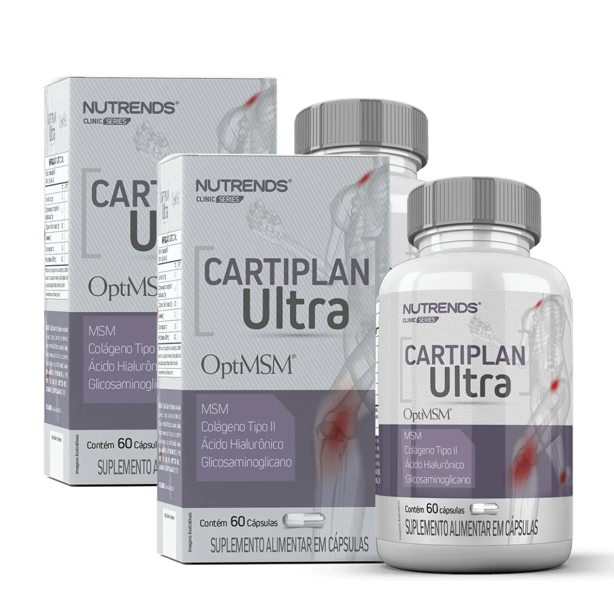 2X CARTIPLAN ULTRA COLáGENO TIPO 2 60 CáPSULAS NUTRENDS SEM Sabor