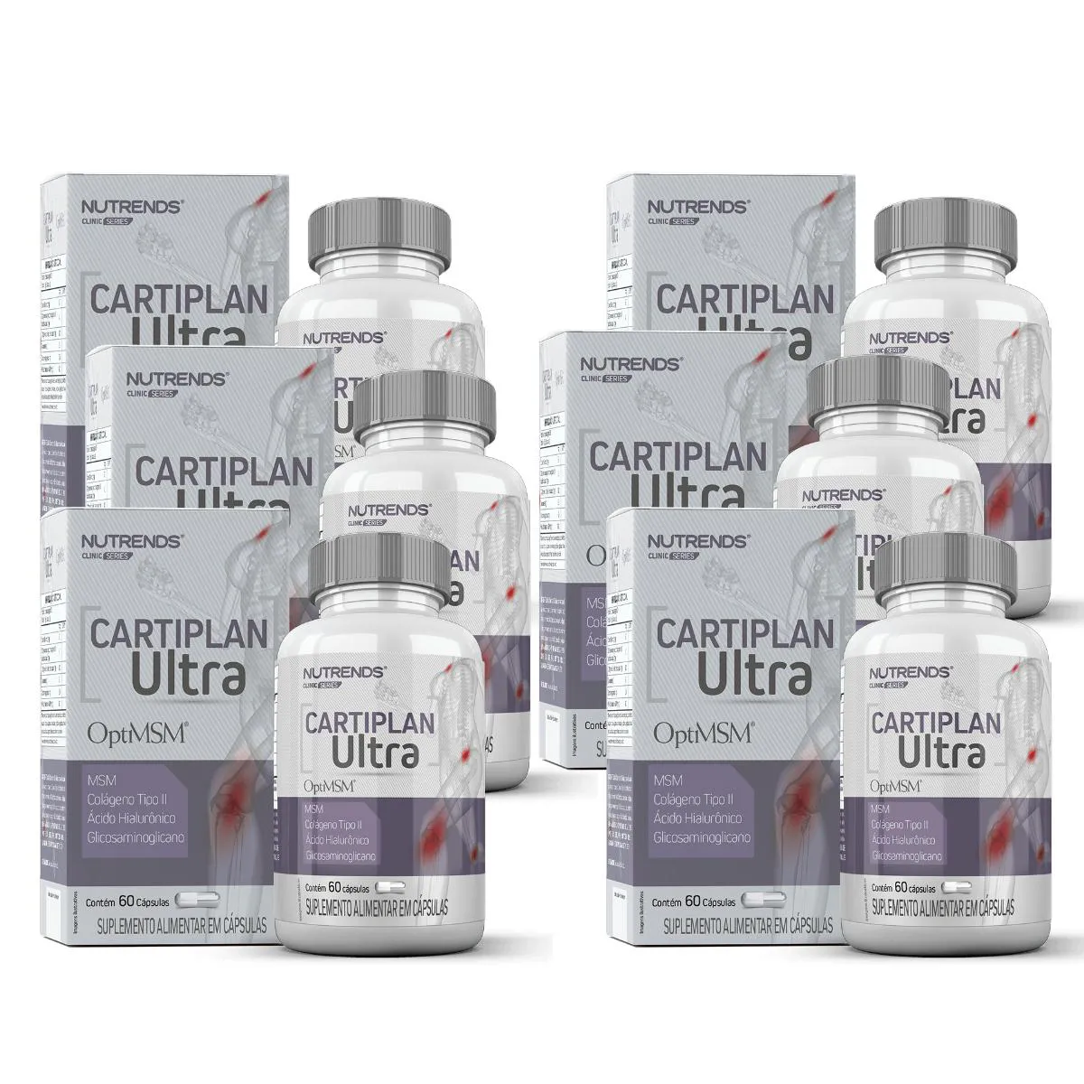 6X CARTIPLAN ULTRA COLáGENO TIPO 2 60 CáPSULAS NUTRENDS SEM Sabor
