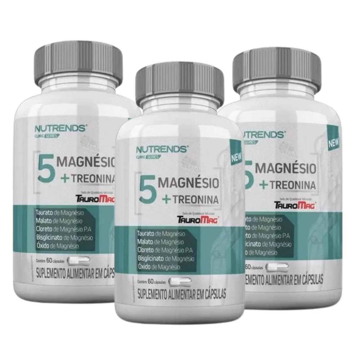 3X 5 MAGNéSIO 330MG 60 CáPSULAS NUTRENDS SEM Sabor